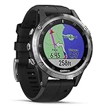 Garmin, Fenix 5 Plus - Reloj GPS multideporte, Adultos unisex, Plata y Negro, 47 mm