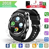 Larspace Smartwatch, Impermeable Reloj Inteligente Redondo con Sim Tarjeta Camara Whatsapp (Negro)